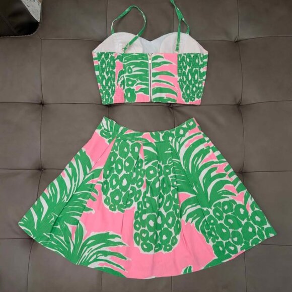 Lilly Pulitzer Parfait 2 piece Crop Top Set / Pink Flamenco / Size 00 - Picture 2 of 4